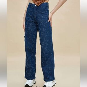 EUC Cider heart pattern jeans, baggy style, Size XL